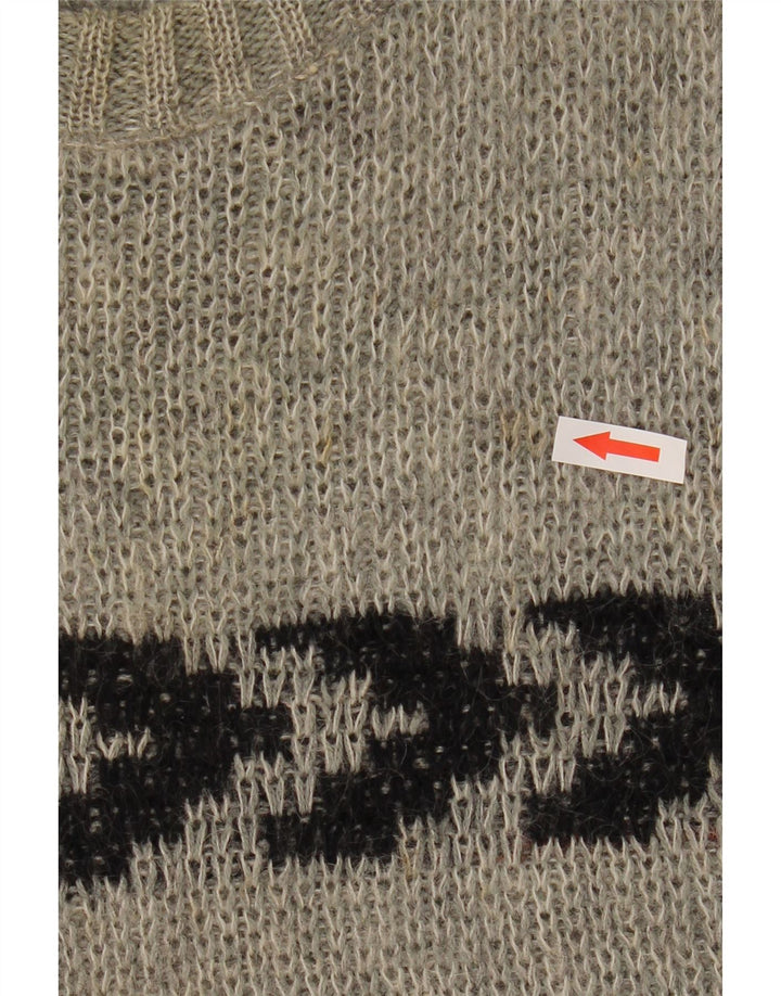 Vintage Herre Crew Neck Jumper Sweater Størrelse 40 Medium Grå Stribet