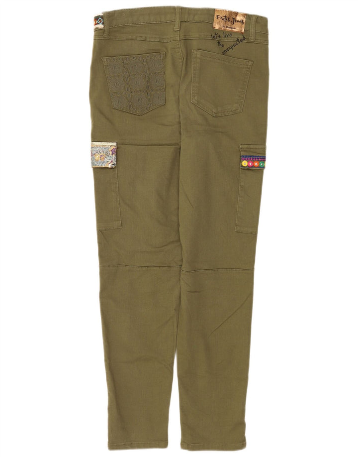 Desigual Dame Grafiske Slim Cargo Bukser EU 40 Medium W30 L29 Khaki