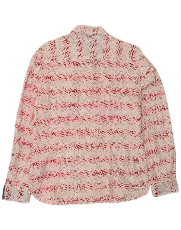 Tommy Hilfiger Dame Classic Fit skjorte UK 16 Stor hvid plettet bomuld