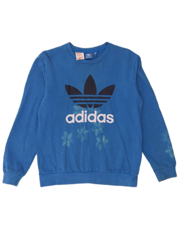 Adidas drenge grafisk sweatshirt trøje 13-14 år blå blomster bomuld