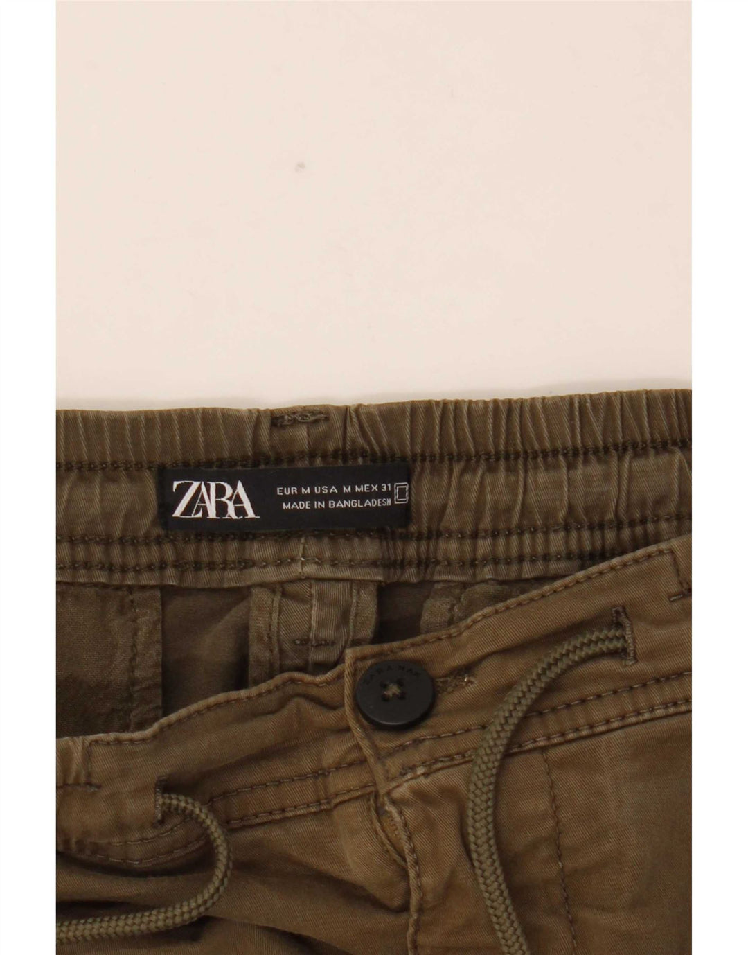 Zara Herre Joggers Cargo Bukser Medium W31 L28 Khaki Bomuld