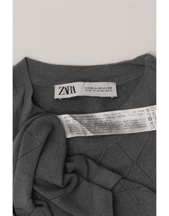Zara Damevest Top UK 6 XS Grå Geometrisk Viscose