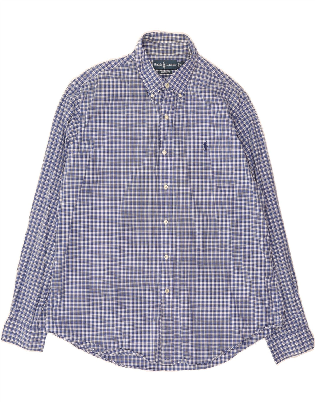RALPH LAUREN Mens Comfort Fit Shirt XL Blue Check Vintage Ralph Lauren and Second-Hand Ralph Lauren from Messina Hembry 
