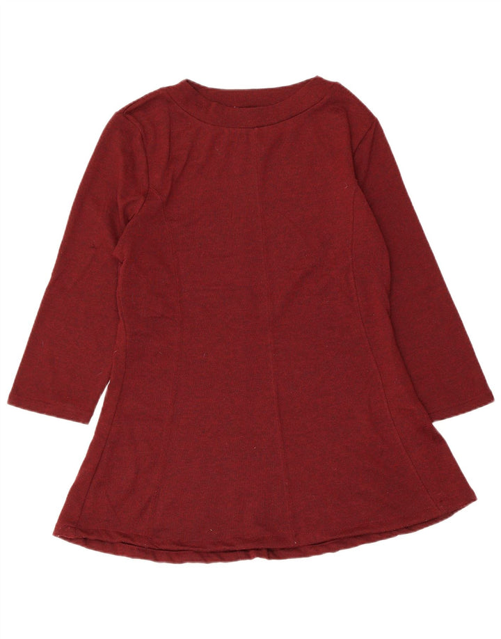 MARKS & SPENCER Dame 3/4-ærmet blusetop UK 12 Medium Burgundy Flecked