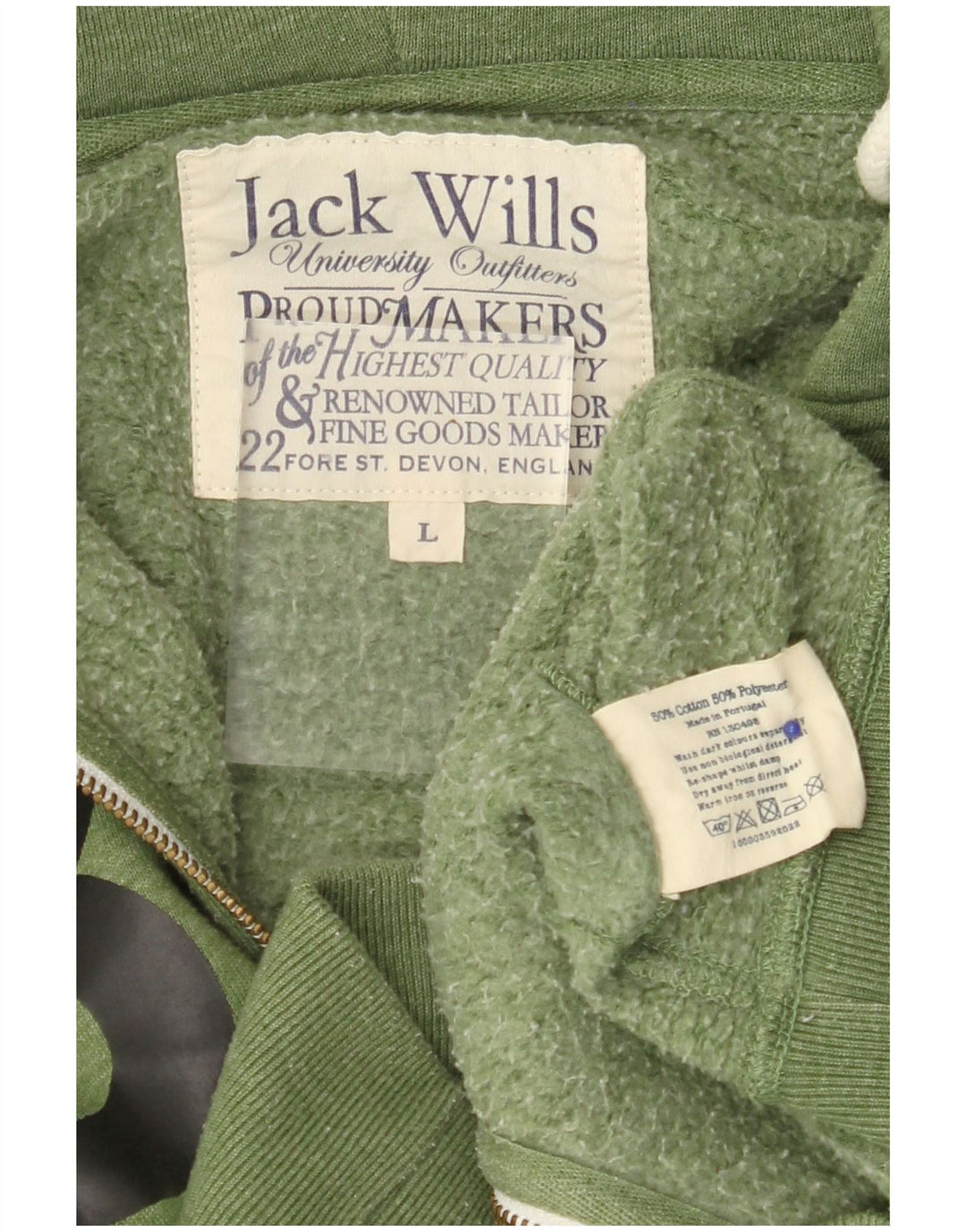 JACK WILLS Herre grafisk hættetrøje med lynlås Stor grøn bomuld