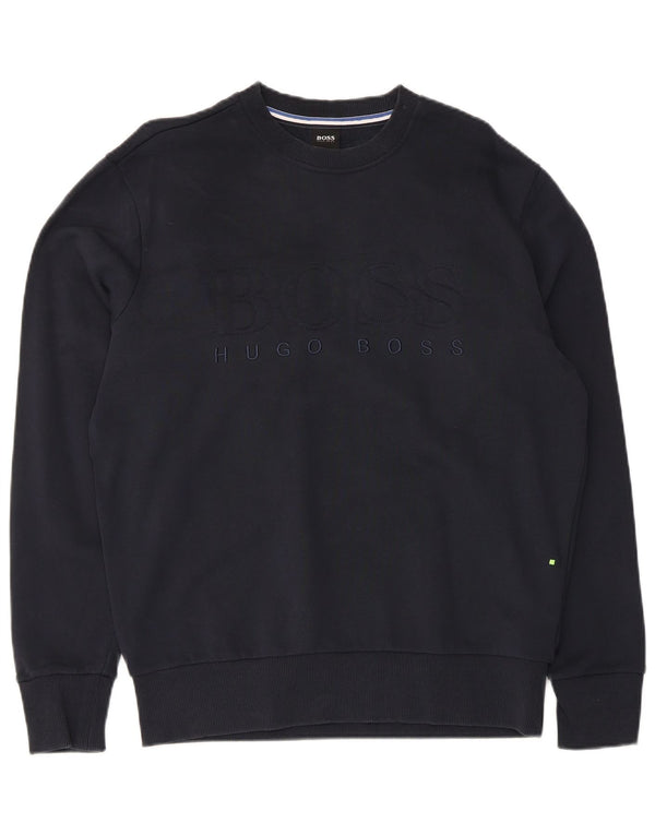 Hugo Boss Herre grafisk sweatshirt Jumper Medium Navyblå Bomuld