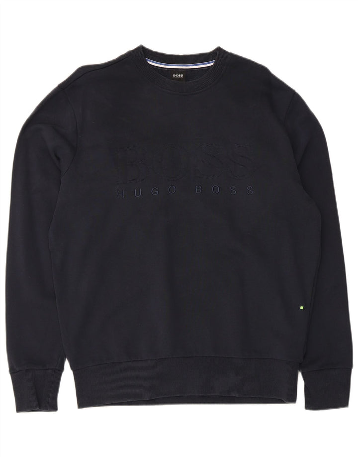Hugo Boss Herre grafisk sweatshirt Jumper Medium Navyblå Bomuld