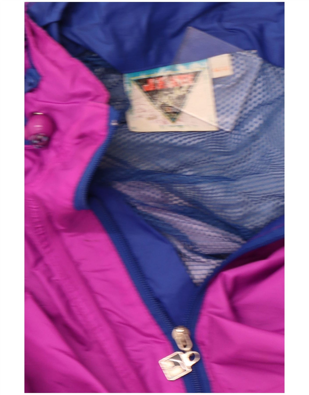 J JEANTEX Regnjakke med hætte til kvinder UK 44/46 2XL Lilla Colourblock