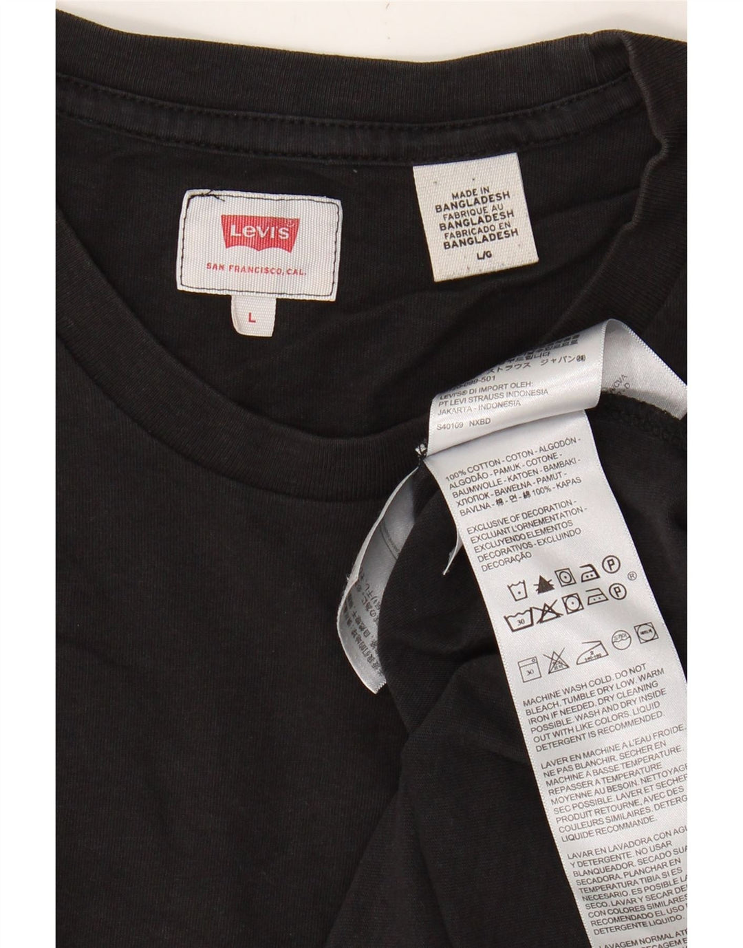 LEVI'S Mens T-Shirt Top Large Black Cotton Vintage Levi's and Second-Hand Levi's from Messina Hembry 