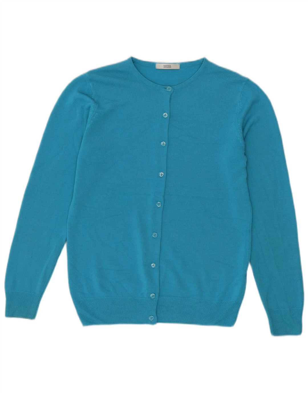 Marks & Spencer Dame Cardigan Sweater UK 8 Lille turkis akryl