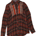 Trussardi Dame Longline Skjorte UK 14 Medium Bourgogne Ternet