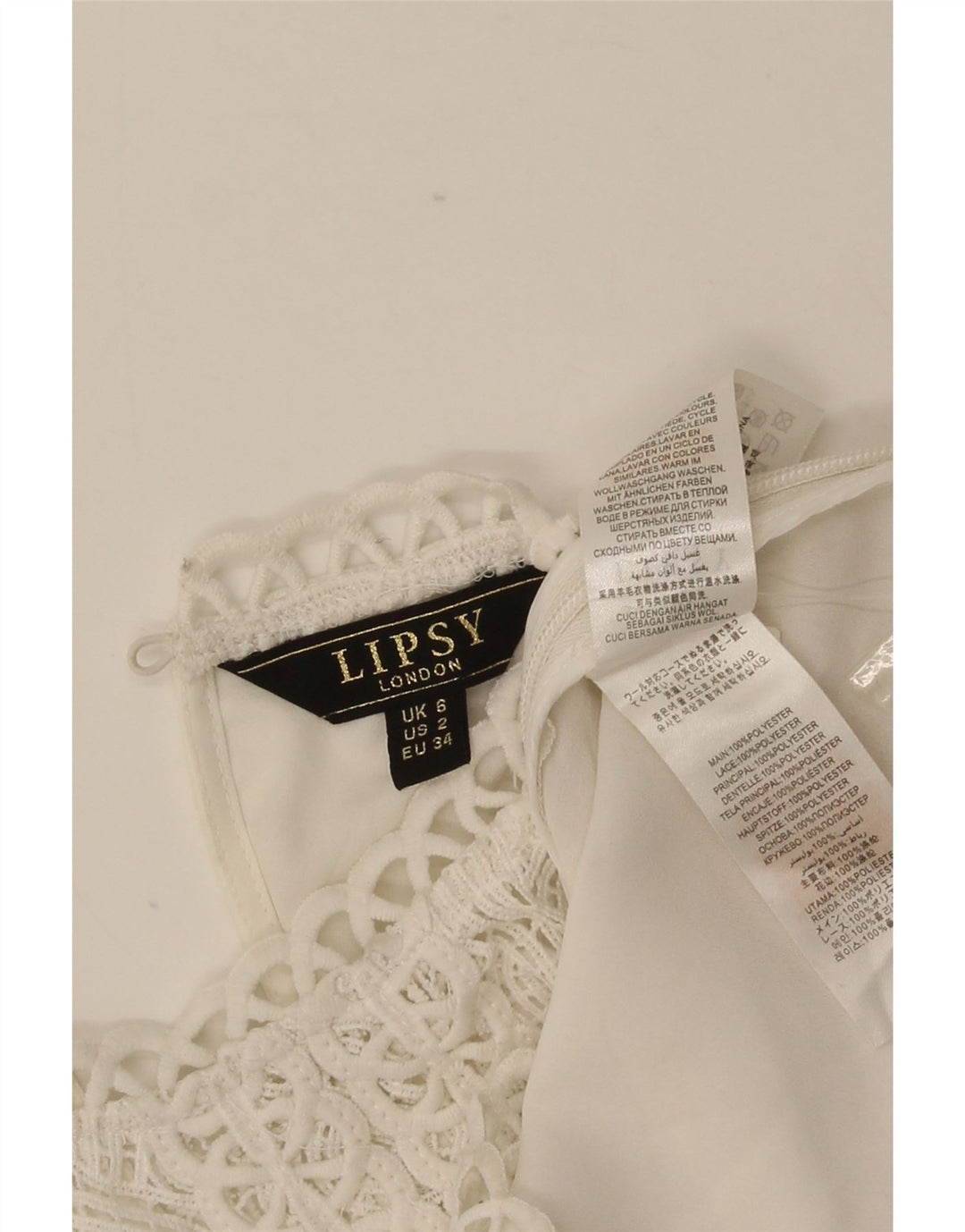 Lipsy Damebluse Top UK 6 XS Hvid blomstret polyester