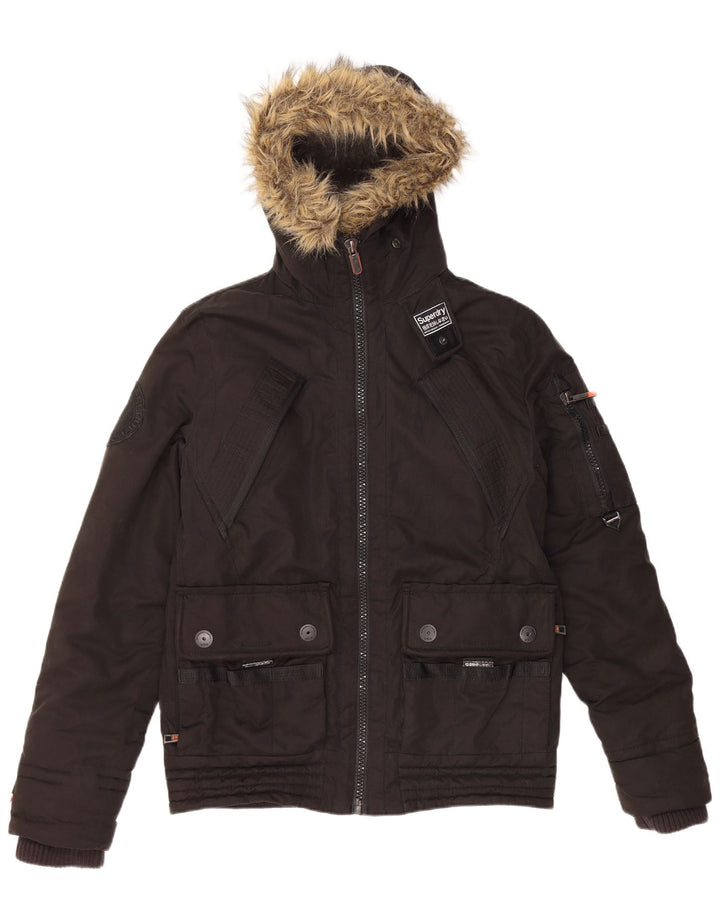 Superdry Bomber Polstret jakke med hætte til mænd UK 38 Medium Black Polyester