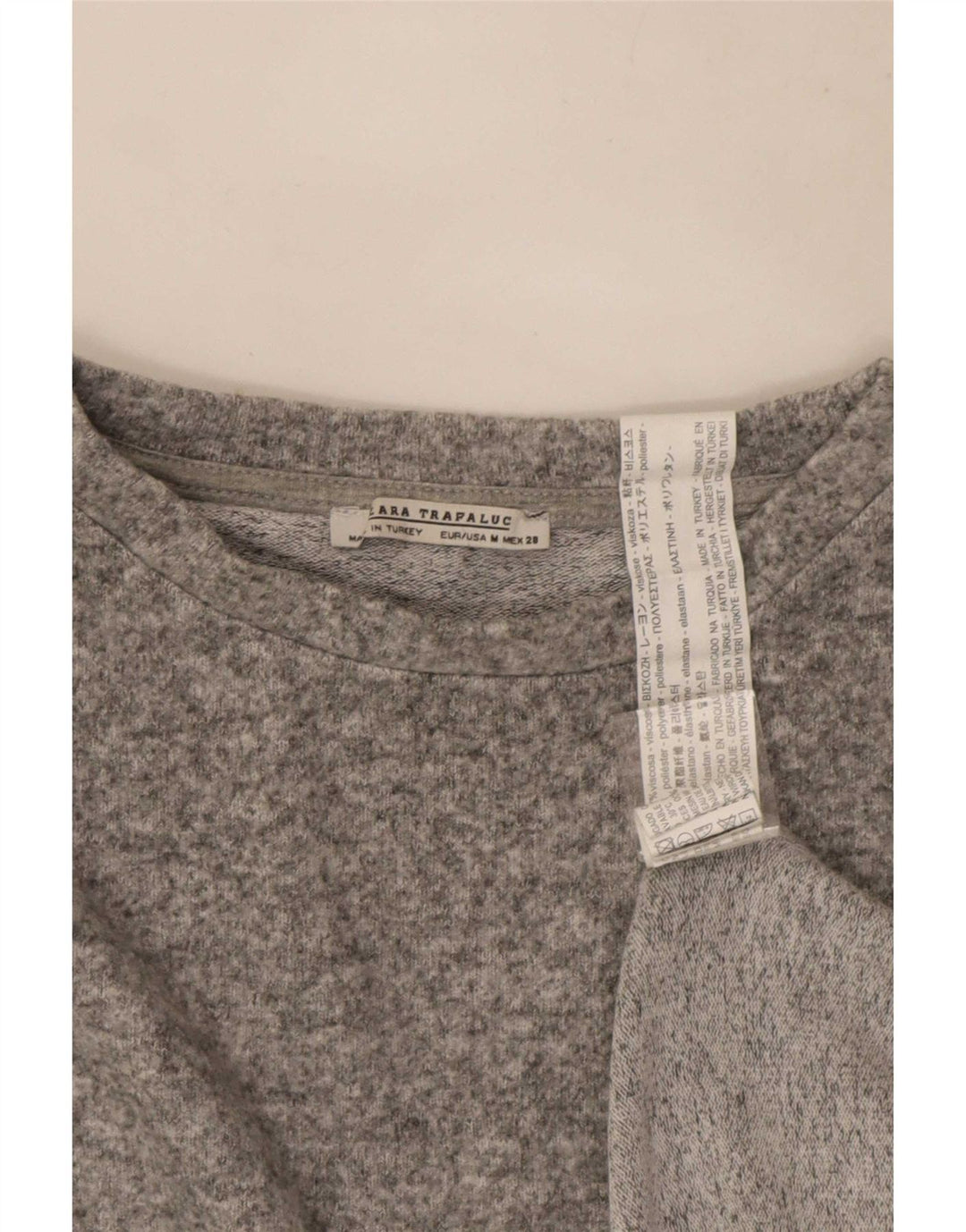 Zara Dame Trafaluc langærmet bluse Top UK 14 Medium Grey Flecked