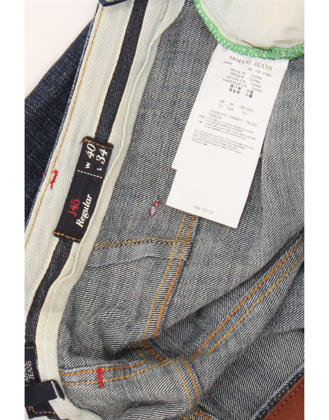Armani Herre Regular Straight Jeans W40 L34 Marineblå Bomuld
