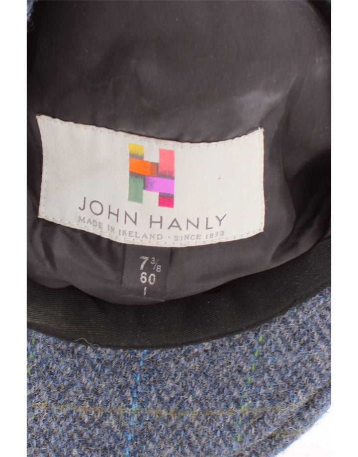 John Hanly Herre Flat Cap XL Blå Sildeben New Wool Classic