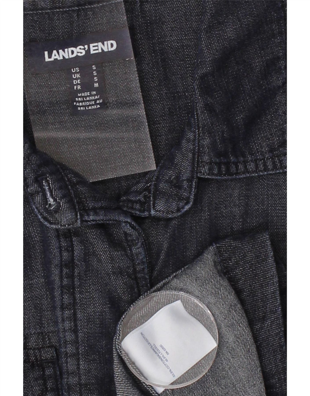 LANDS END Womens Oversized Utility Jacket UK 10 Small Navy Blue Cotton Vintage Lands End and Second-Hand Lands End from Messina Hembry 