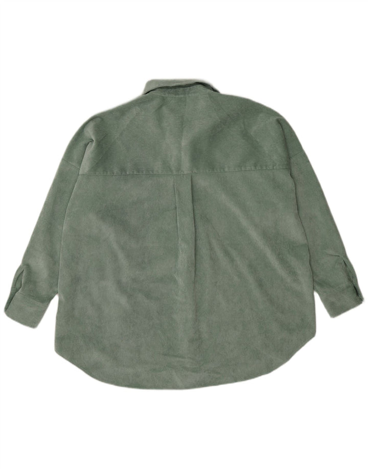 Zara Dame Oversized Corduroy Shirt UK 14 Medium Green Polyester