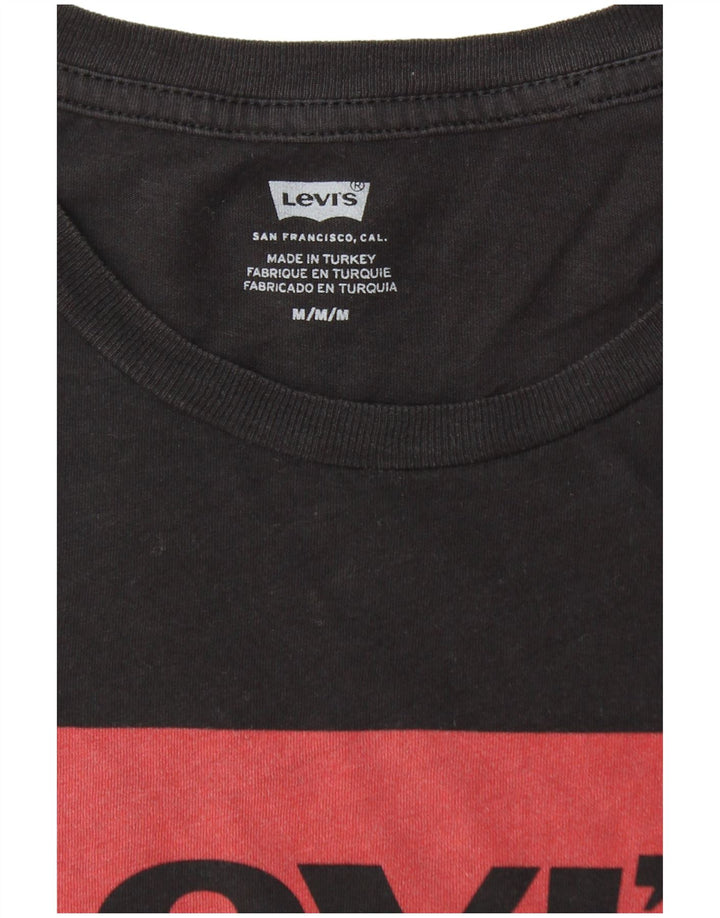 LEVI'S Womens Graphic T-Shirt Top UK 14 Medium Black