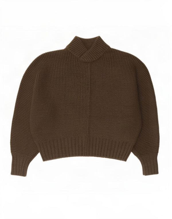 Zara Dame Oversized Turtle Neck Jumper Sweater UK 16 Large Khaki