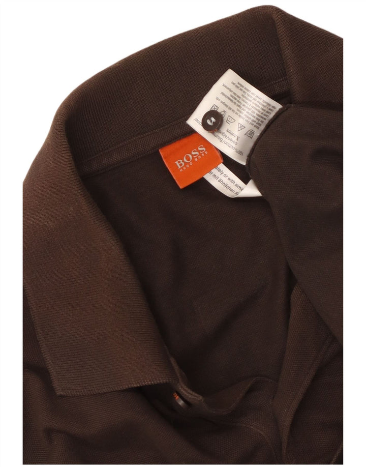 HUGO BOSS Herre poloshirt XL brun bomuld