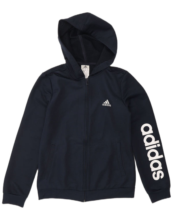 ADIDAS Herre grafisk hættetrøje med lynlås UK 8/10 Lille marineblå polyester