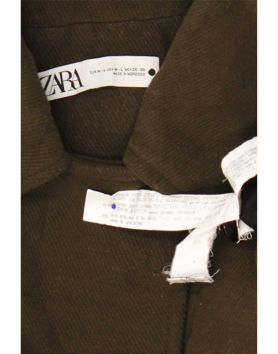 Zara Dame Cape Jacket UK 14 Medium Khaki Polyester