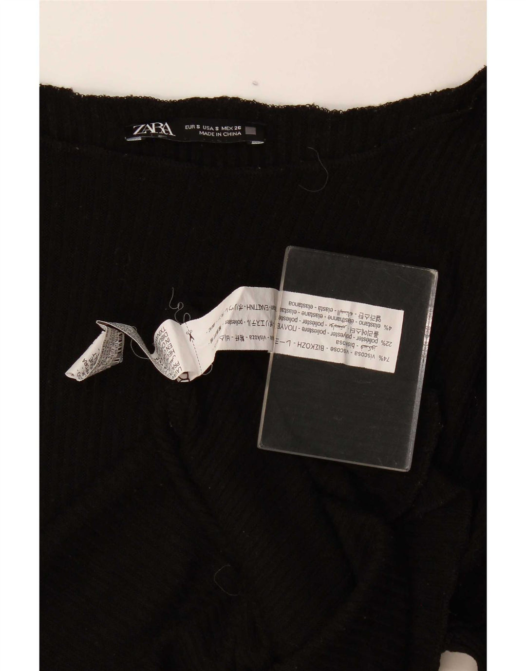 Zara Dame Oversized Top Langærmet UK 10 Small Black Viscose