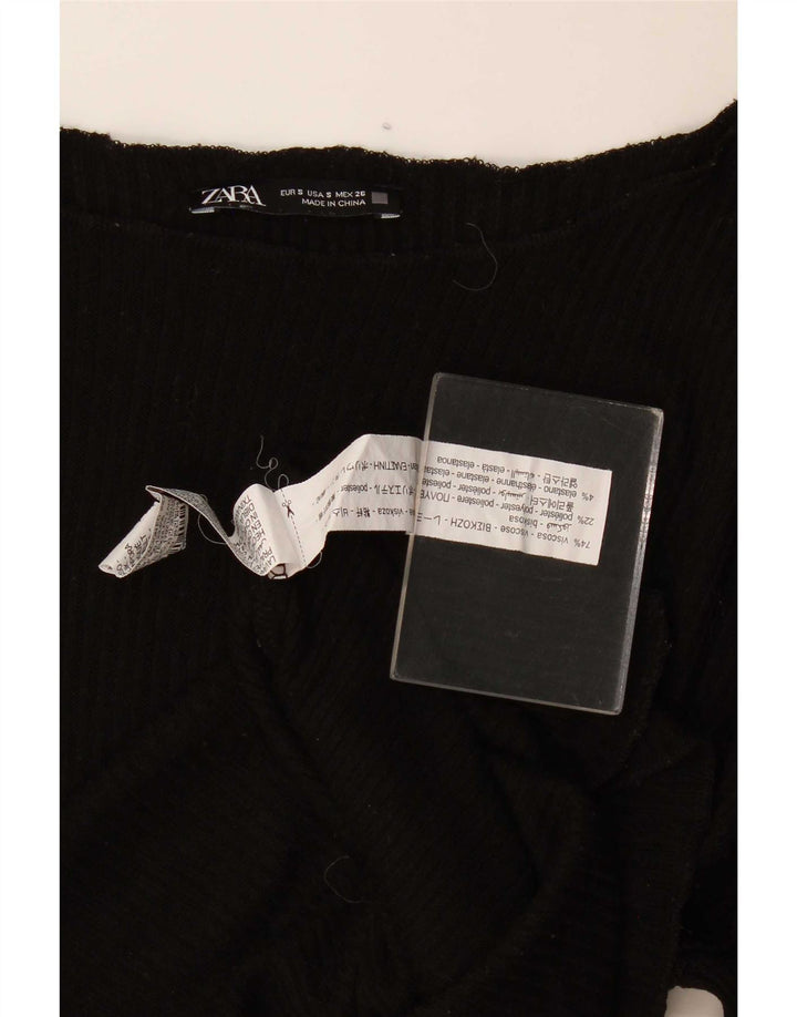 Zara Dame Oversized Top Langærmet UK 10 Small Black Viscose