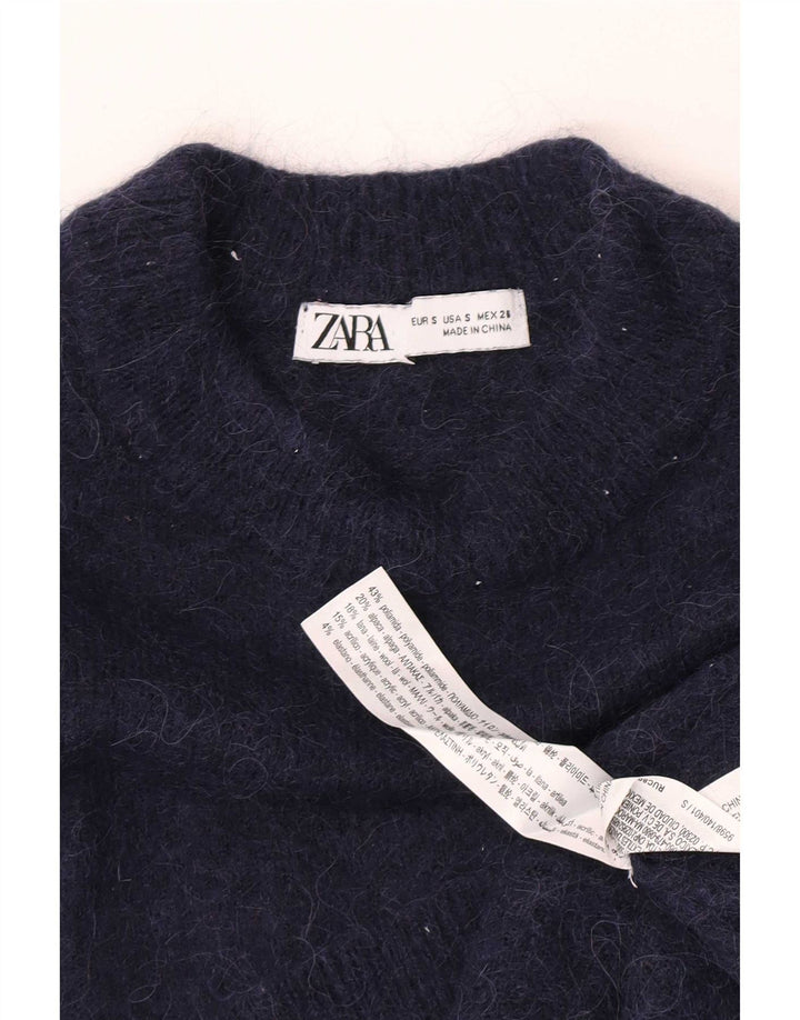 Zara Dame sweater med rund hals DK 10 Lille marineblå polyamid