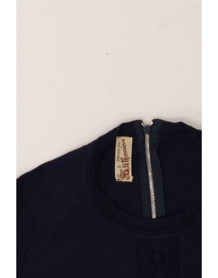 VINTAGE Womens Crew Neck Jumper Sweater UK 14 Medium Navy Blue Vintage Vintage and Second-Hand Vintage from Messina Hembry 