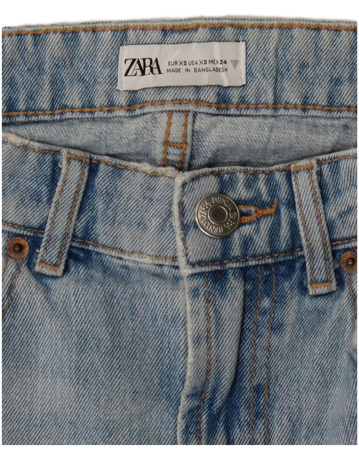 ZARA Womens Denim Skirt XS W24  Blue Cotton