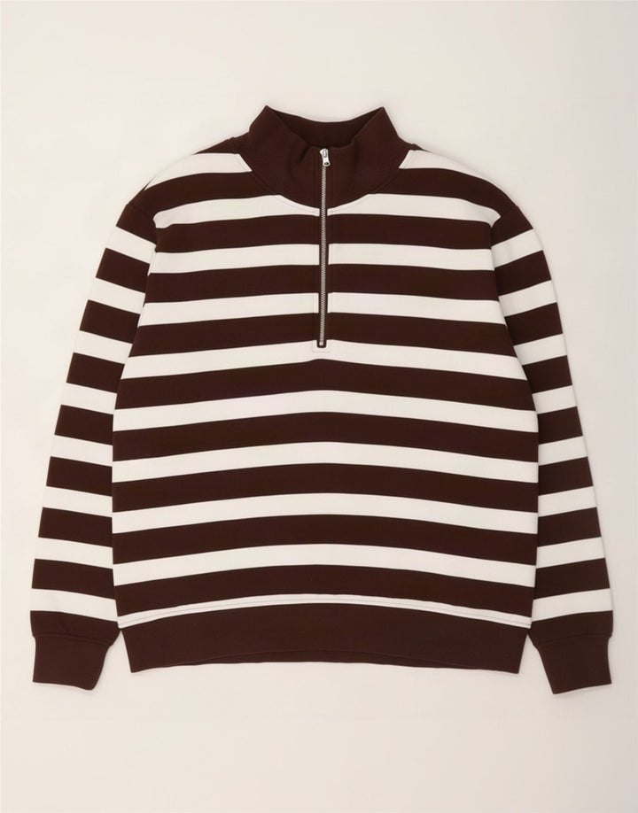 Marks & Spencer Dame Sweatshirt Jumper UK 12 Mellem brun stribet