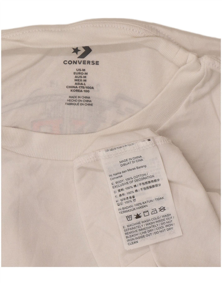 Converse Herre Chuck Taylor Grafisk T-Shirt Top Medium Hvid Bomuld