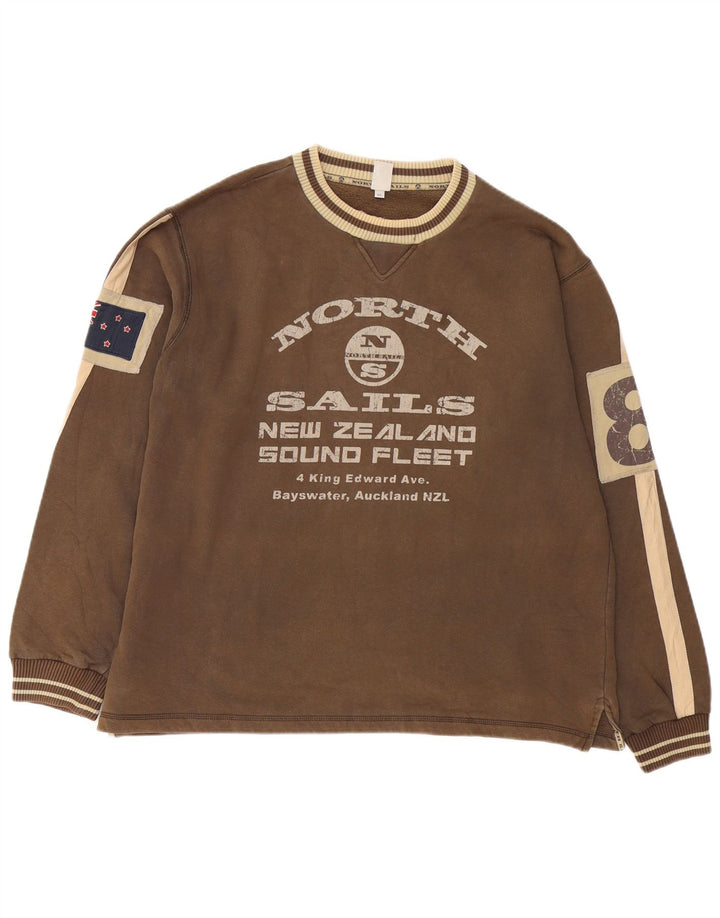 North Sails Herre Grafisk Sweatshirt Jumper XL Brun Colourblock Bomuld