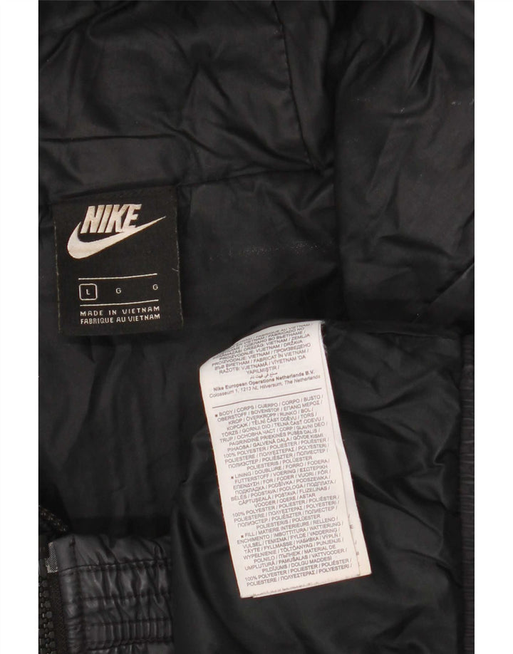 Nike Dame Oversized grafisk hættepolstret jakke UK 16 Large Black