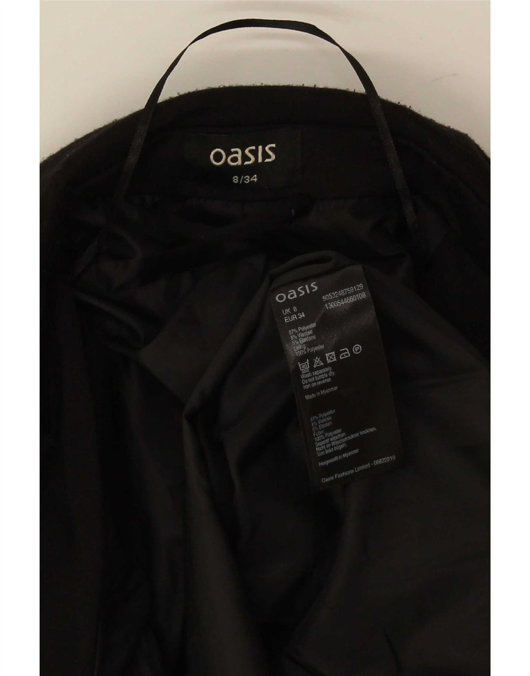 Oasis Womens Open Blazer Jacket UK 8 Small Black Polyester