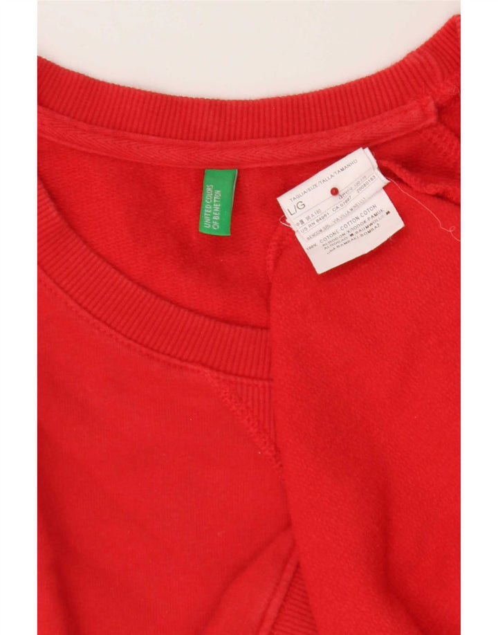 Benetton Herre Sweatshirt Jumper Stor Rød Bomuld