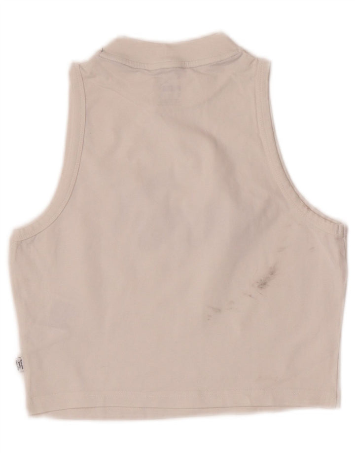 Puma Womens Crop Grafisk Vest Top UK 12 Medium White Bomuld