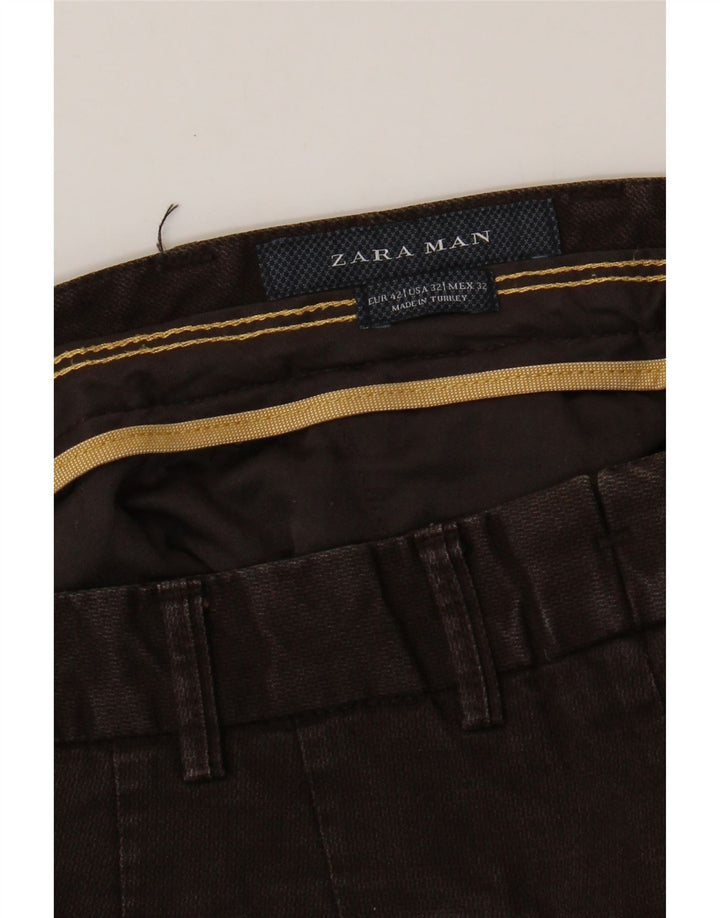 Zara Herre Slim Suit Bukser EU 42 Large W32 L32 Brun