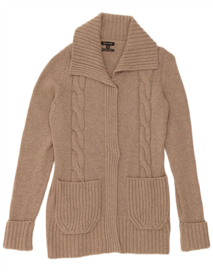 Massimo Dutti Dame Cardigan Sweater UK 10 Lille Grå Uld