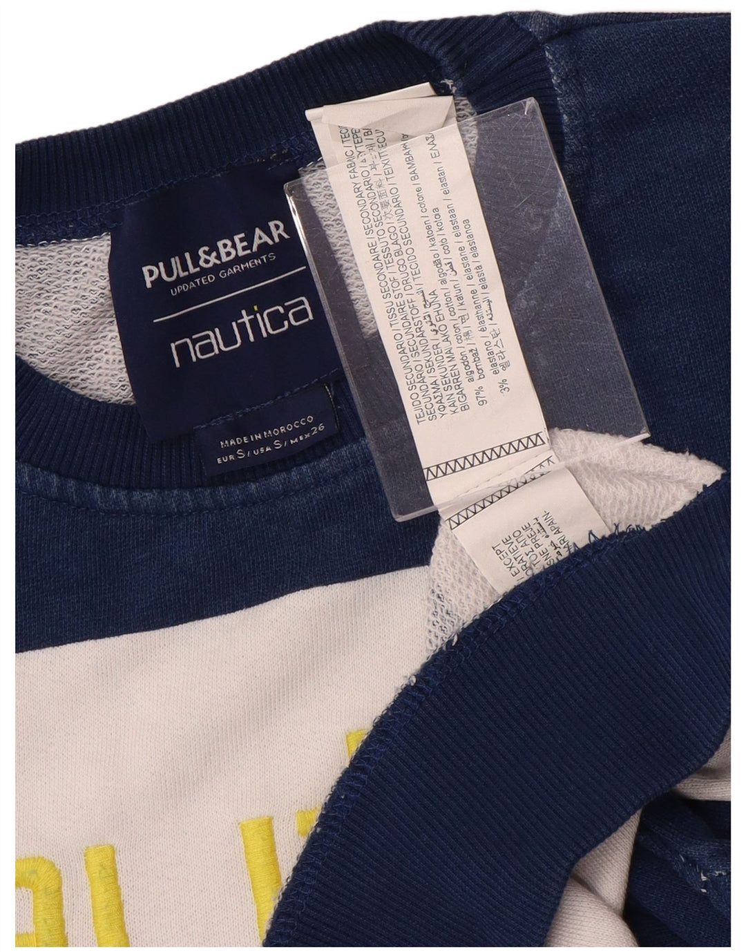 NAUTICA Dame Oversized Sweatshirt Jumper UK 10 Small Navy Blue Stribet