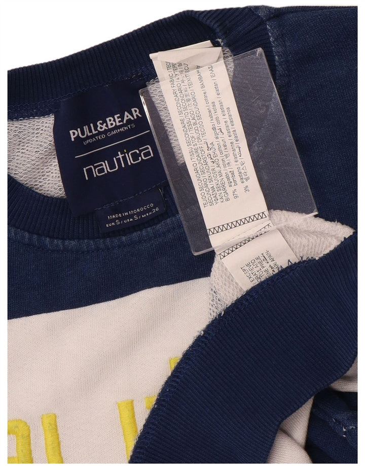 NAUTICA Dame Oversized Sweatshirt Jumper UK 10 Small Navy Blue Stribet