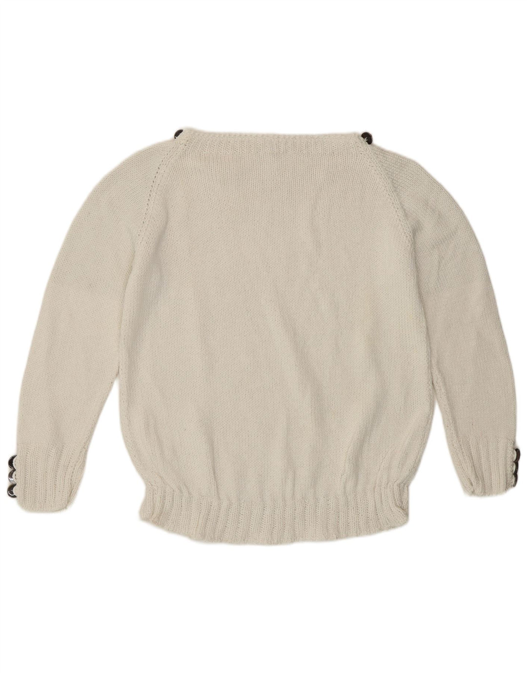 Vintage Dame Boat Neck Jumper Sweater UK 12 Medium White