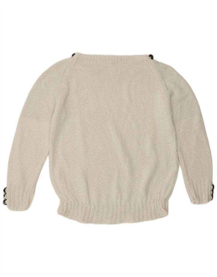 Vintage Dame Boat Neck Jumper Sweater UK 12 Medium White