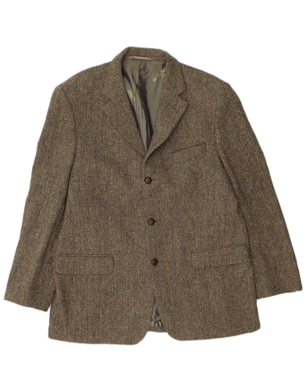 Harris Tweed Herre 3-knaps blazerjakke UK 40 Stor brun sildeben