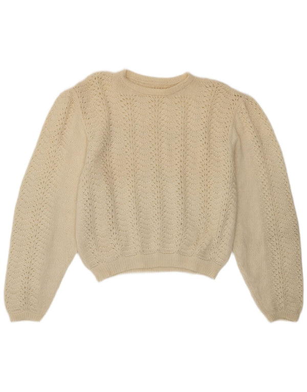 Vintage dame sweater med rund hals DK 16 Large Off White