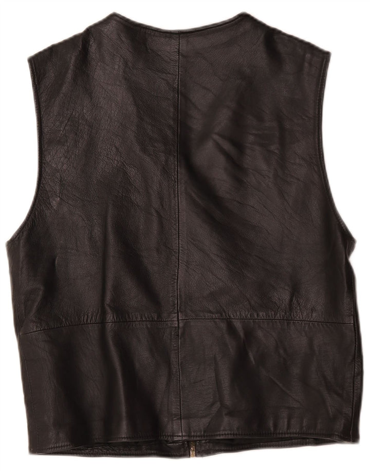 Vintage Herre Læder Gilet UK 36 Small Black