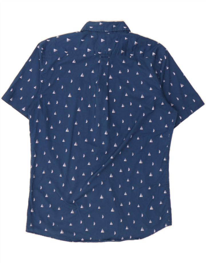 IZOD Mens Short Sleeve Shirt Medium Navy Blue Spotted Cotton Vintage Izod and Second-Hand Izod from Messina Hembry 