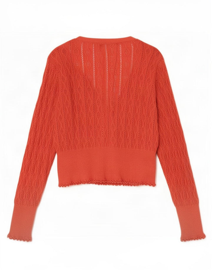 Oasis Dame Oversized Cardigan Sweater UK 14 Medium Orange Bomuld